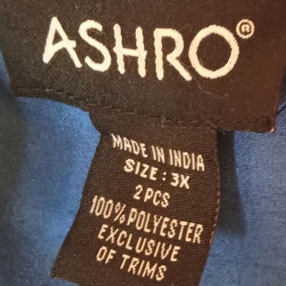 Ashro Plus Size Omari Pant Set Royal Blue /Gold African Caftan Sz 3X - Picture 4 of 16